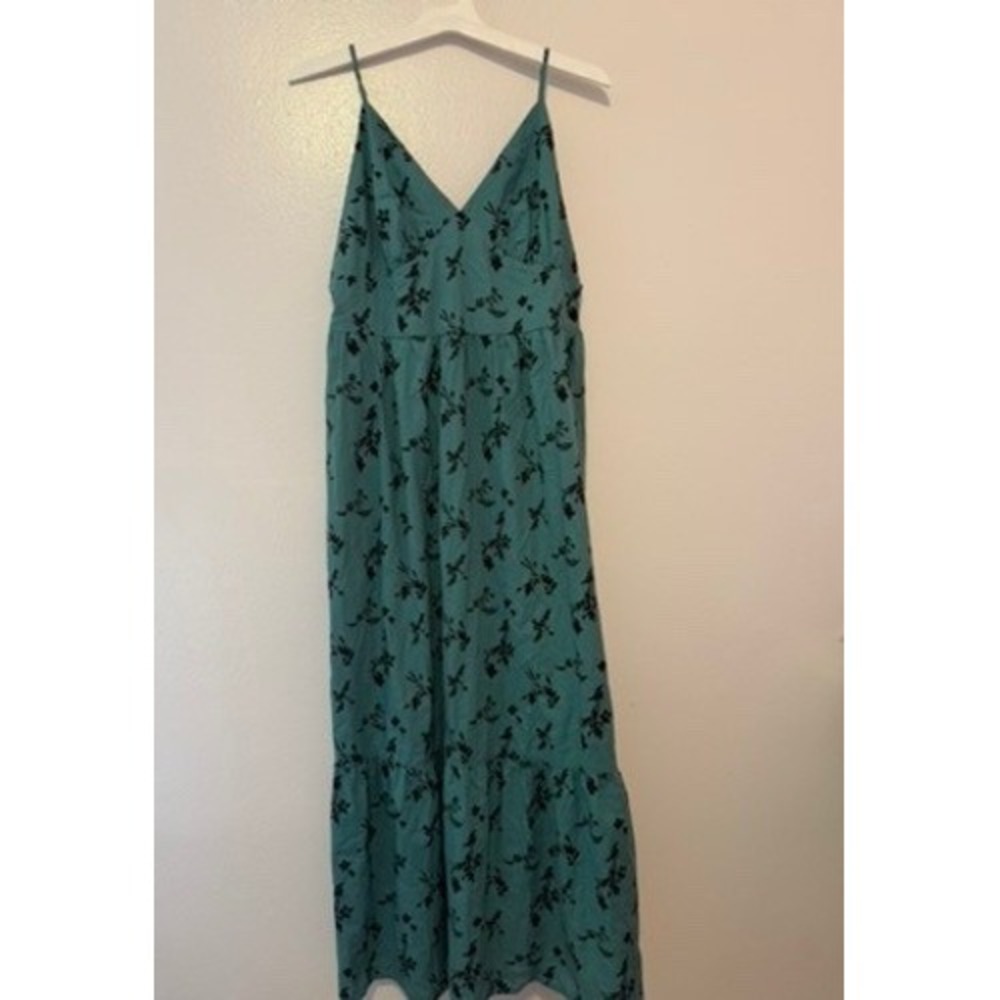 Universal Thread Teal Green Floral Maxi Dress Sleeveless Smocked Back NWT Large